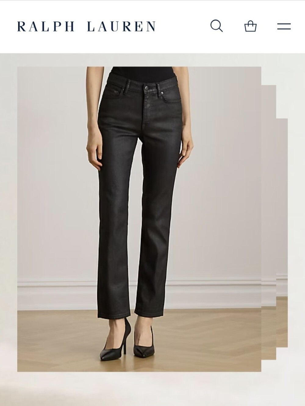 Ralph Lauren Black Coated Ankle Jeans